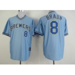 Milwaukee Brewers #8 Ryan Braun Light Blue Pullover Jersey