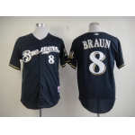 Milwaukee Brewers #8 Ryan Braun Navy Blue Jersey