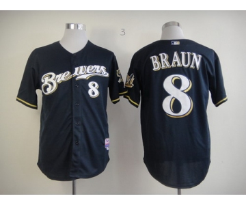 Milwaukee Brewers #8 Ryan Braun Navy Blue Jersey