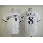 Milwaukee Brewers #8 Ryan Braun White Jersey