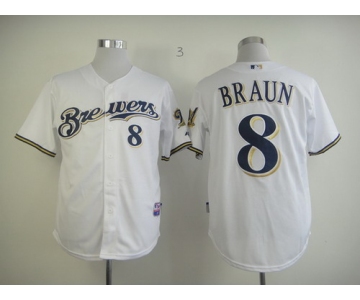 Milwaukee Brewers #8 Ryan Braun White Jersey