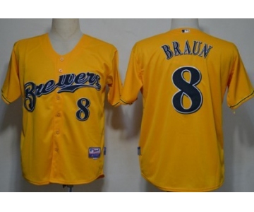 Milwaukee Brewers #8 Ryan Braun Yellow Jersey