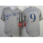 Milwaukee Brewers #9 Jean Segura Gray Jersey