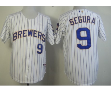 Milwaukee Brewers #9 Jean Segura White Pinstripe Jersey