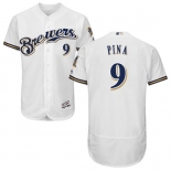 Milwaukee Brewers #9 Manny Pina White Flexbase Authentic Collection Stitched Baseball Jersey