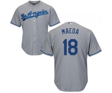 Dodgers #18 Kenta Maeda Grey Cool Base Stitched Youth Baseball Jersey