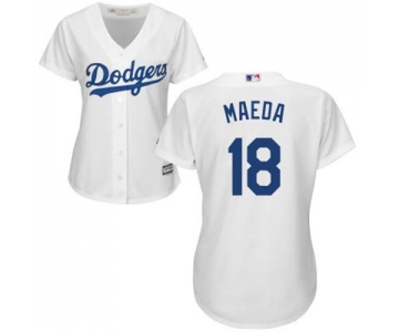 Dodgers #18 Kenta Maeda White Home Women's Stitched Baseball Jersey