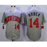 Men's Minnesota Twins #14 Kent Hrbek Grey 1987 Throwback Jersey