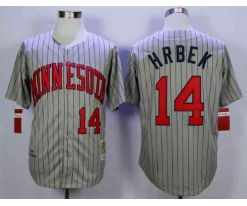 Men's Minnesota Twins #14 Kent Hrbek Grey 1987 Throwback Jersey
