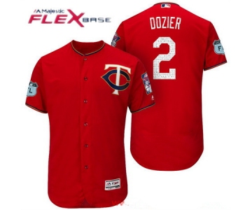 Men's Minnesota Twins #2 Brian Dozier Red 2017 Spring Training Stitched MLB Majestic Flex Base Jersey