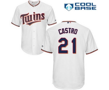 Men's Minnesota Twins #21 Jason Castro White Home Stitched MLB Majestic Cool Base Jersey