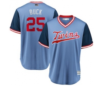 Men's Minnesota Twins 25 Byron Buxton Buck Majestic Light Blue 2018 Players' Weekend Cool Base Jersey