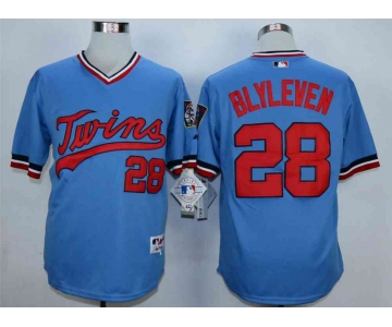 Men's Minnesota Twins #28 Bert Blyleven Blue Cooperstown Jersey