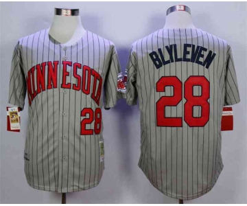 Men's Minnesota Twins #28 Bert Blyleven Grey 1987 Throwback Jersey