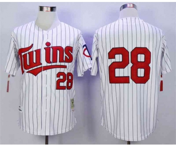 Men's Minnesota Twins #28 Bert Blyleven White 1991 Throwback Jersey