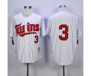 Men's Minnesota Twins #3 Harmon Killebrew Retired 1991 White Pinstirpe Mitchell & Ness Throwback Jersey