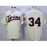 Men's Minnesota Twins #34 Kirby Puckett Cream 1969 Throwback Jersey