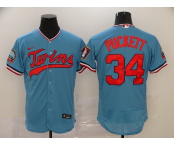Men's Minnesota Twins #34 Kirby Puckett Light Blue Stitched MLB Flex Base Nike Jersey