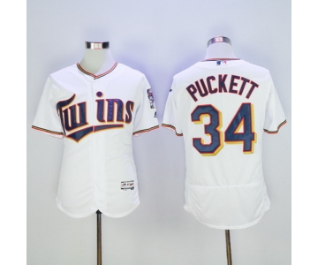 Men's Minnesota Twins #34 Kirby Puckett Retired White 2016 Flexbase Majestic Baseball Jersey