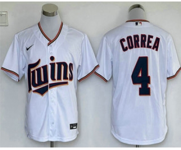 Men's Minnesota Twins #4 Carlos Correa White Stitched MLB Cool Base Nike Jersey