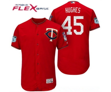 Men's Minnesota Twins #45 Phil Hughes Red 2017 Spring Training Stitched MLB Majestic Flex Base Jersey