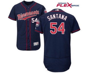 Men's Minnesota Twins #54 Ervin Santana Navy Blue Alternate Stitched MLB Majestic Flex Base Jersey