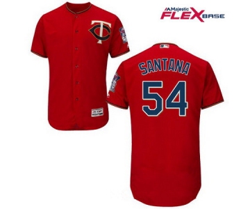 Men's Minnesota Twins #54 Ervin Santana Scarlet Red Alternate Stitched MLB Majestic Flex Base Jersey