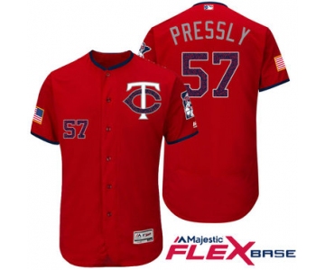 Men's Minnesota Twins #57 Ryan Pressly Red Stars & Stripes Fashion Independence Day Stitched MLB Majestic Flex Base Jersey