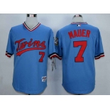 Men's Minnesota Twins #7 Joe Mauer Blue Cooperstown Jersey