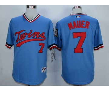Men's Minnesota Twins #7 Joe Mauer Blue Cooperstown Jersey