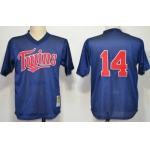 Minnesota Twins #14 Kent Hrbek 1991 Mesh BP Navy Blue Throwback Jersey