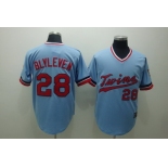 Minnesota Twins #28 Bert Blyleven Light Blue Throwback Jersey