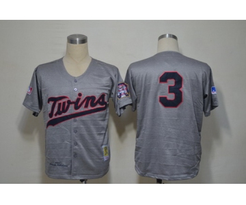 Minnesota Twins #3 Harmon Killebrew 1969 Gray Wool Throwback Jersey