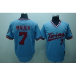Minnesota Twins #7 Joe Mauer Light Blue Throwback Jersey