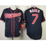 Minnesota Twins #7 Joe Mauer Navy Blue Jersey