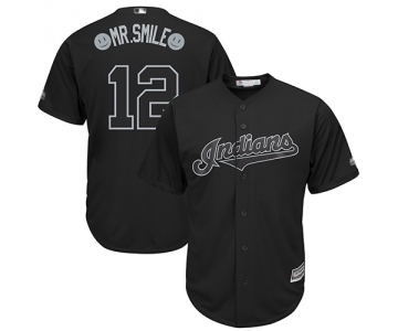 Indians #12 Francisco Lindor Black Mr. Smile Players Weekend Cool Base Stitched Baseball Jersey