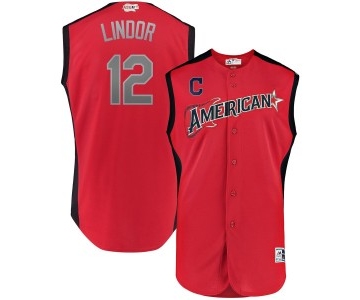 MLB American League 12 Francisco Lindor Red 2019 All-Star Game Men Jersey