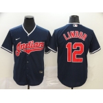 Men's Cleveland Indians #12 Francisco Lindor Navy Blue Stitched MLB Cool Base Nike Jersey