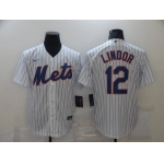 Men's New York Mets #12 Francisco Lindor White Stitched MLB Cool Base Nike Jersey