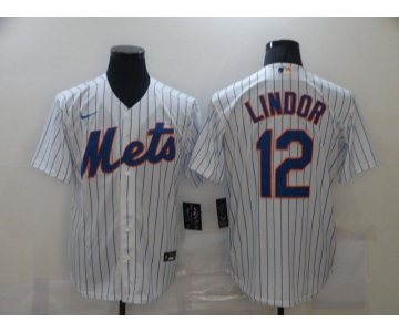 Men's New York Mets #12 Francisco Lindor White Stitched MLB Cool Base Nike Jersey