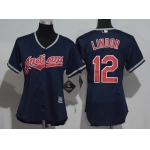 Women's Cleveland Indians #12 Francisco Lindor Navy Blue Stitched MLB Majestic Cool Base Jersey