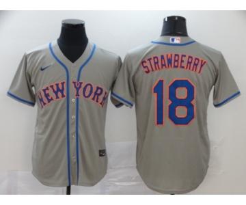 Men's New York Mets #18 Darryl Strawberry Gray Stitched MLB Cool Base Nike Jersey