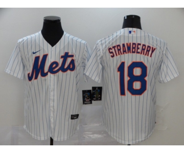 Men's New York Mets #18 Darryl Strawberry White Stitched MLB Cool Base Nike Jersey