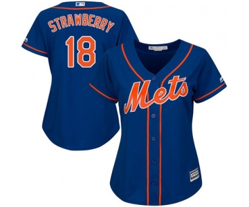 Mets #18 Darryl Strawberry Blue Alternate Women's Stitched Baseball Jersey