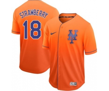 Mets #18 Darryl Strawberry Orange Fade Authentic Stitched Baseball Jersey