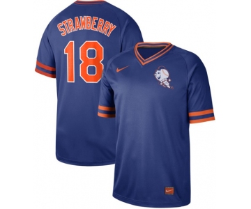 Mets #18 Darryl Strawberry Royal Authentic Cooperstown Collection Stitched Baseball Jersey