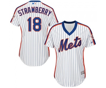 Mets #18 Darryl Strawberry White(Blue Strip) Alternate Women's Stitched Baseball Jersey