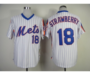 New York Mets #18 Darryl Strawberry 1986 White Throwback Jersey