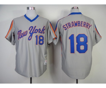 New York Mets #18 Darryl Strawberry 1987 Gray Throwback Jersey