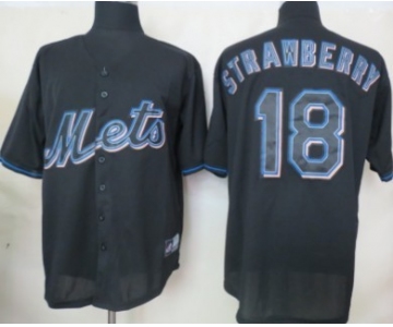 New York Mets #18 Darryl Strawberry Black Fashion Jersey